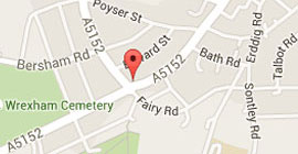 Map showing location of Ruabon Road Dental Practice in Wrexham
