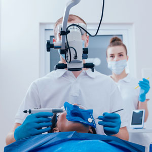 Dentist with patient in Wrexham