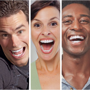 Examples of men and women with beautiful white teeth