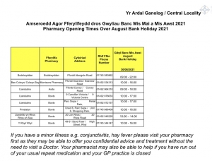 Pharmacy Opening Hours August Bank Holiday