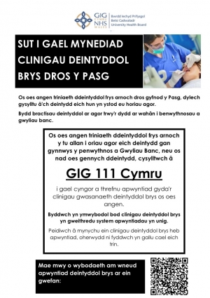 Sut i Gael Mynnediad Clinigau Deintyddol Brys Dros y Pasg